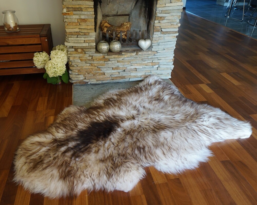 Original Brown Mouflon 50" x 30" Genuine Natural Sheepskin Genuine Natural Sheepskin Rugs Exclusive Rug Gray Rugs Outdoor Cheap Rugs