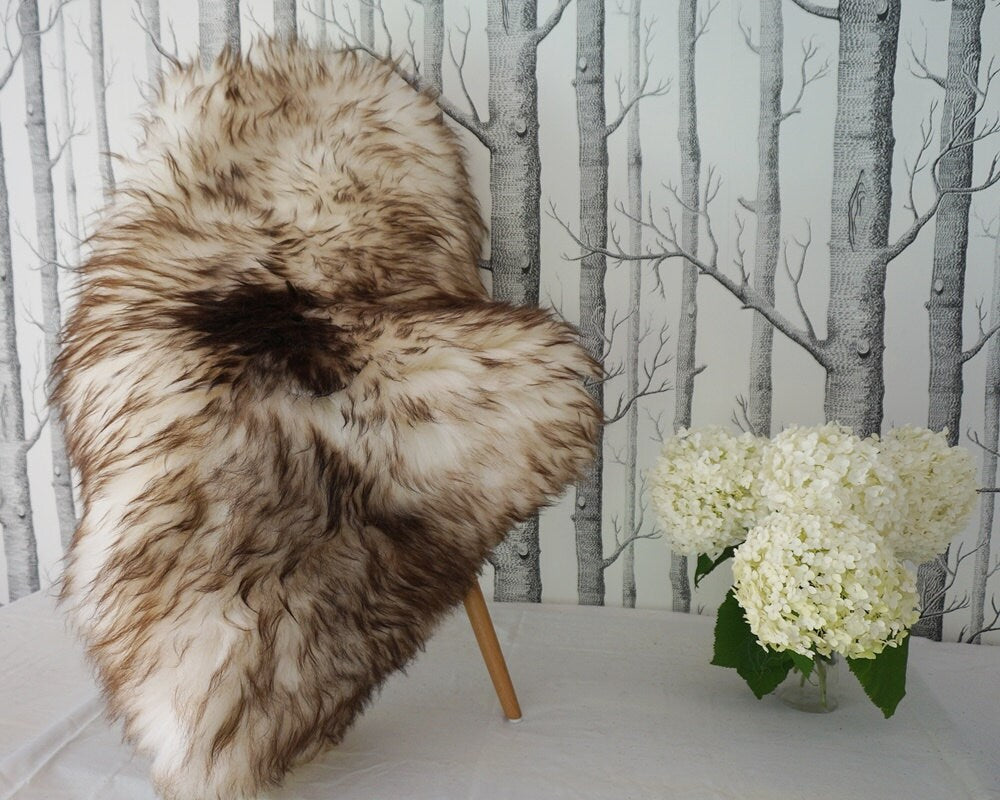 Original Brown Mouflon 50" x 30" Genuine Natural Sheepskin Genuine Natural Sheepskin Rugs Exclusive Rug Gray Rugs Outdoor Cheap Rugs