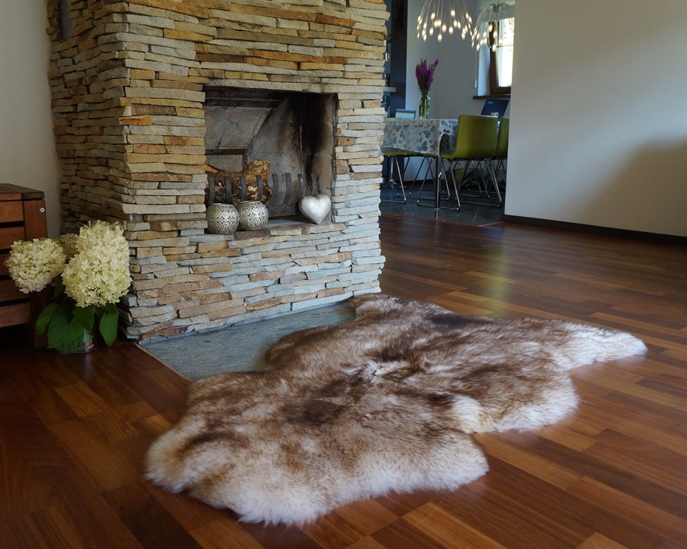 Original Brown Mouflon 50" x 28" Genuine Natural Sheepskin Genuine Natural Sheepskin Rugs Exclusive Rug Gray Rugs Outdoor Cheap Rugs