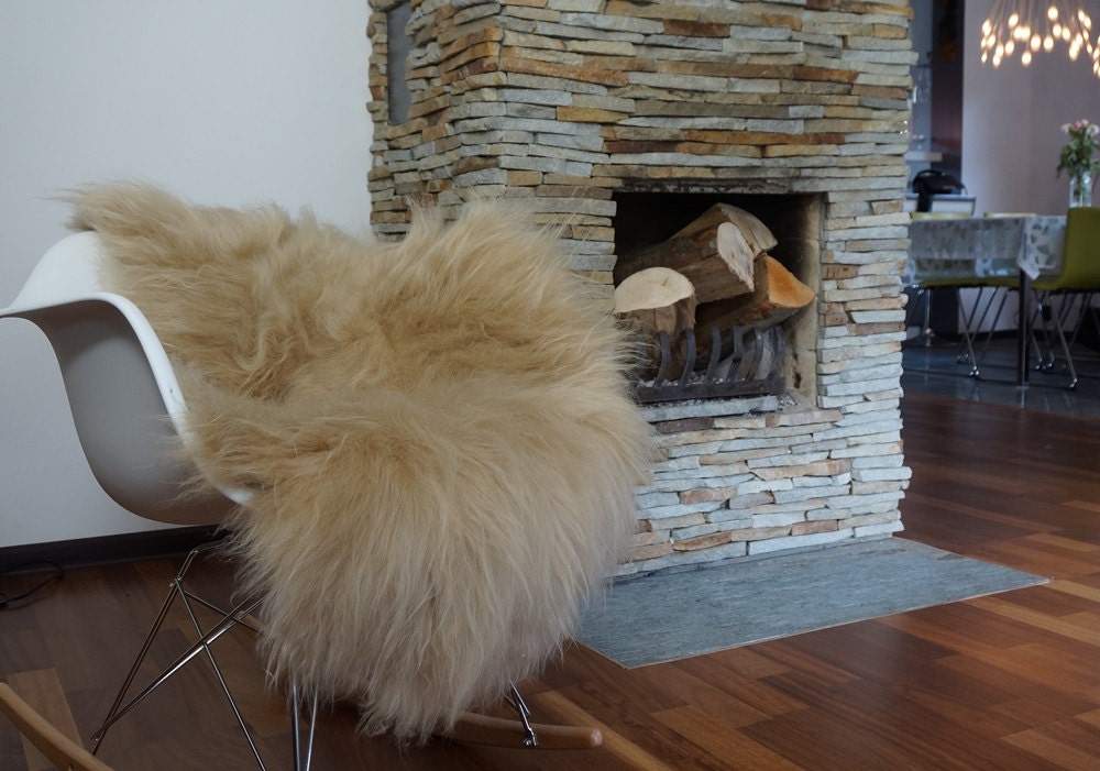 SHEEPSKIN Icelandic Cream Throw Genuine leather Sheep Skin 52"x 32" Decorative White Rug Natural Throw Rugs Carpet Outdoor Rugs Che