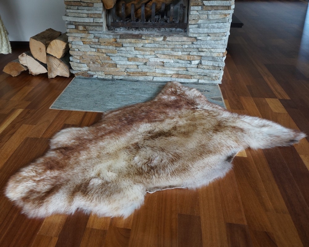 Original Brown Mouflon 46'' x 26'' Genuine Natural Sheepskin Rug Exclusive Lamb, Bathroom Rugs, Chair Throw, Scandinavian style