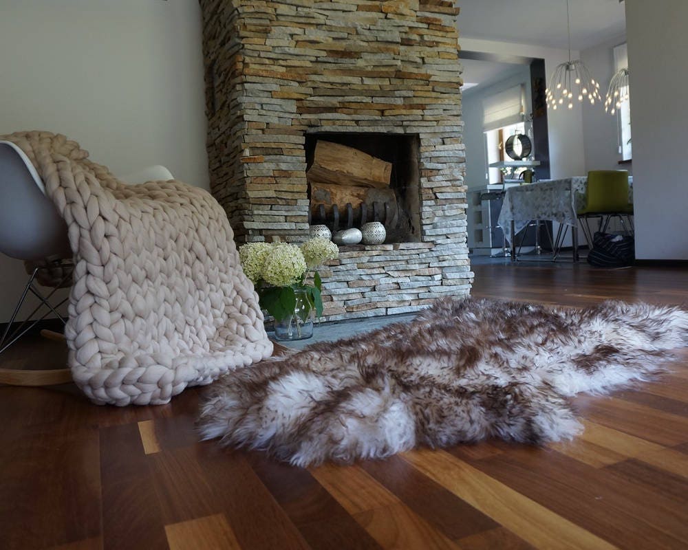 Original Brown Mouflon X 50" x 30" Genuine Natural Sheepskin Genuine Natural Sheepskin Rugs Exclusive Rug Gray Rugs Outdoor Cheap Rugs