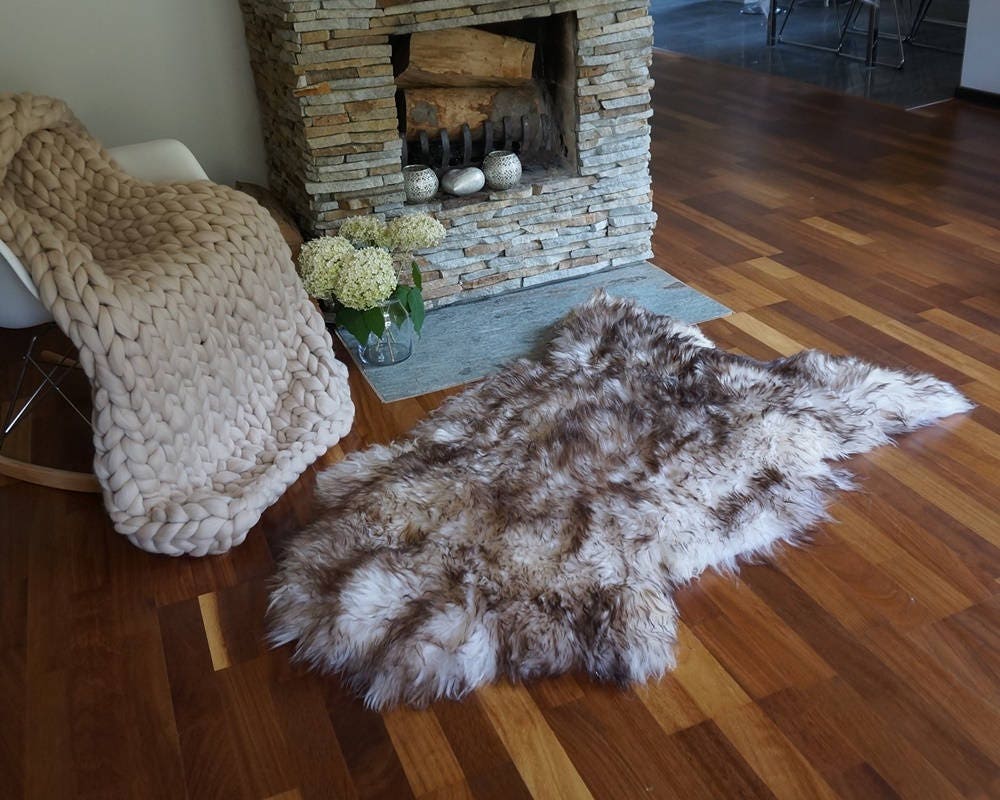 Original Brown Mouflon X 50" x 30" Genuine Natural Sheepskin Genuine Natural Sheepskin Rugs Exclusive Rug Gray Rugs Outdoor Cheap Rugs