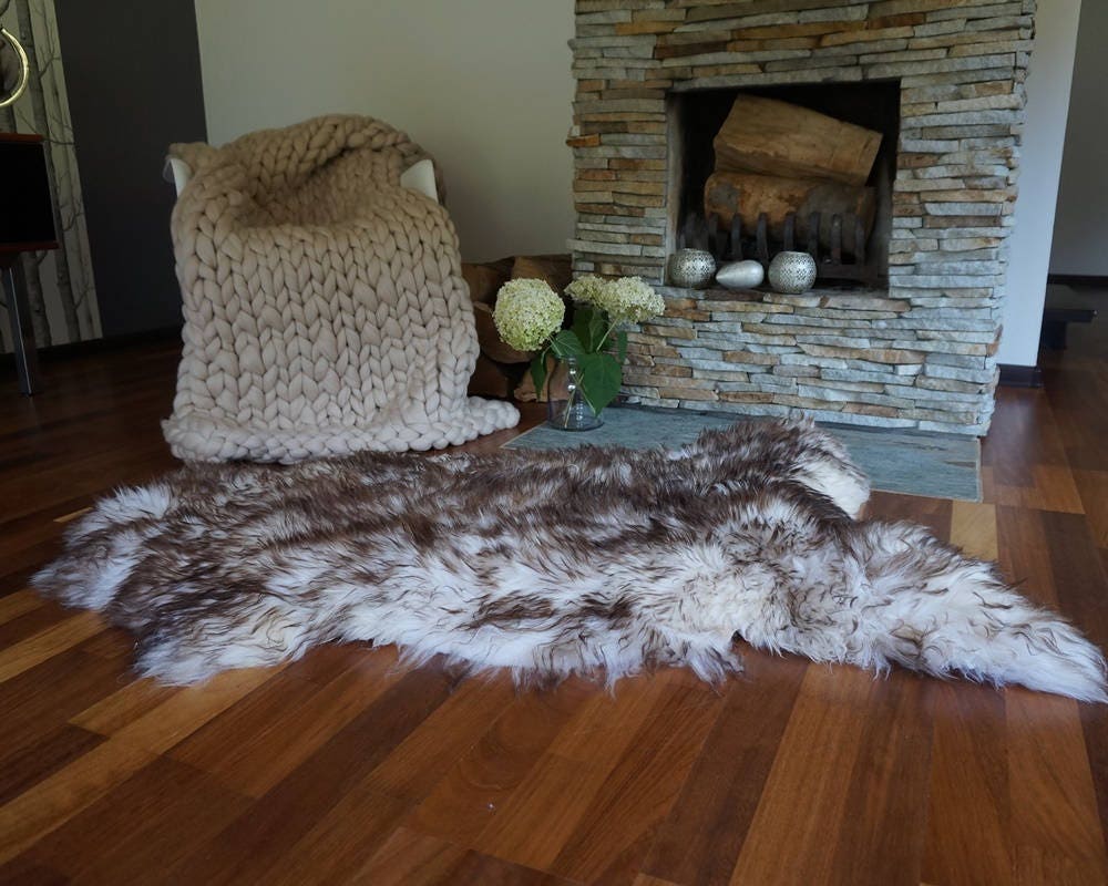 Original Brown Mouflon X 50" x 30" Genuine Natural Sheepskin Genuine Natural Sheepskin Rugs Exclusive Rug Gray Rugs Outdoor Cheap Rugs