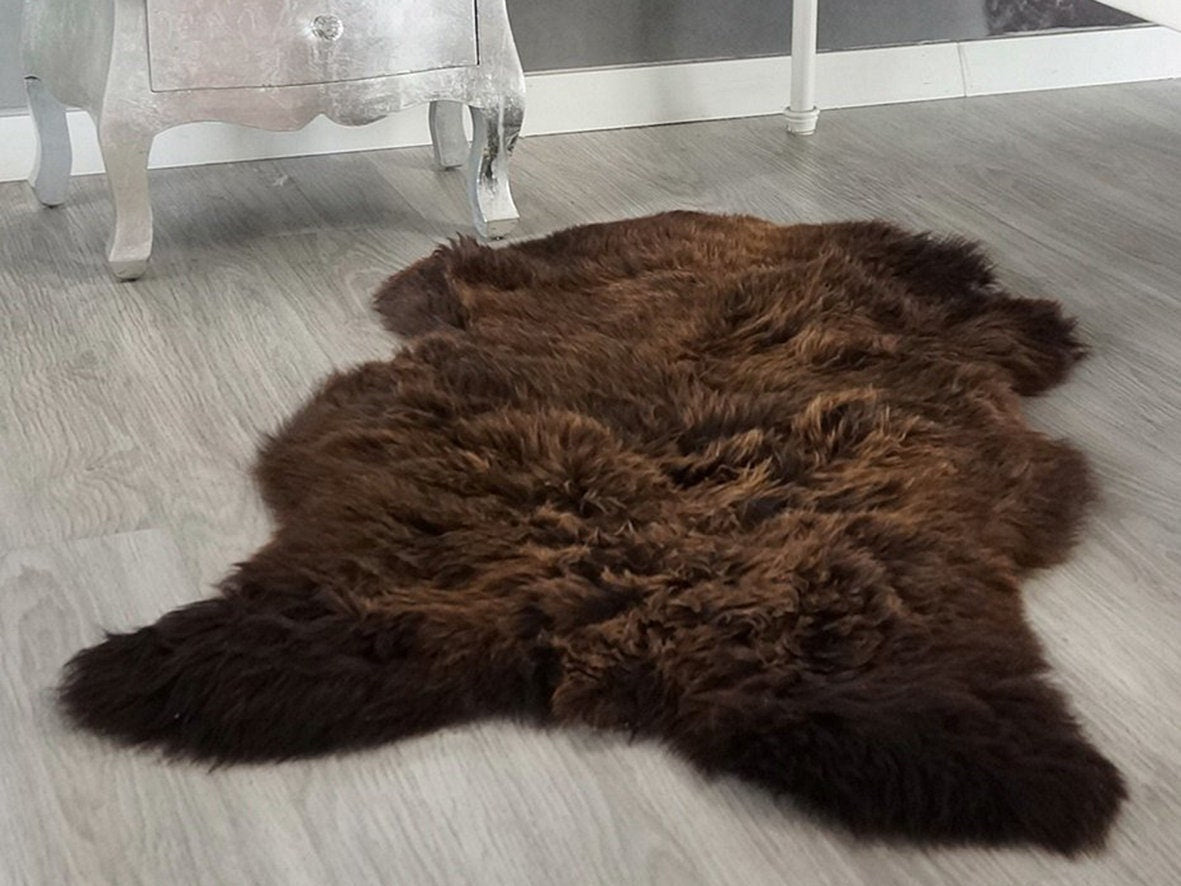 SHEEPSKIN Brown Throw Genuine Leather 28" x 48" Sheep Skin Decorative Rug comfy, cozy Rug Gray Rugs Carpet Outdoor Rugs Cheap Rugs Shag