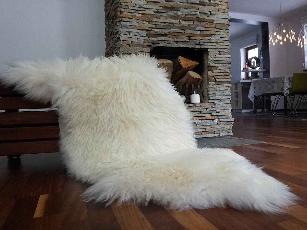 Original, Natural GIANT Rug X 52" x 30" White Genuine Natural Sheepskin Rugs Exclusive Rug Throw Rugs Carpet Outdoor Rugs Ch