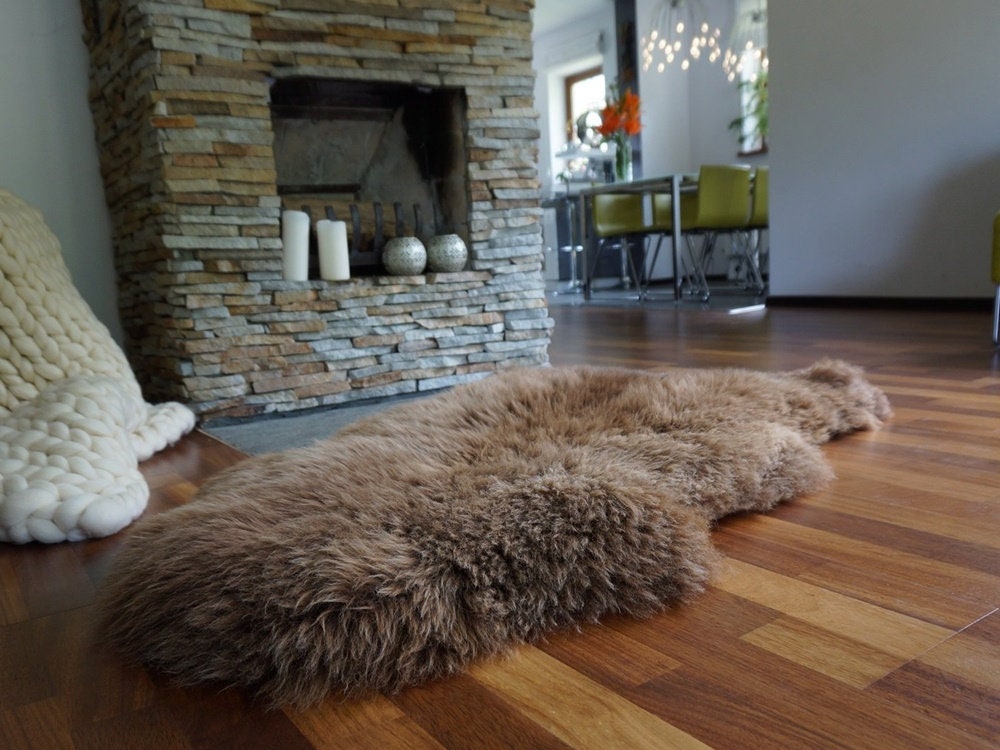 SHEEPSKIN Brown Throw Genuine leather Sheep Skin Decorative Rug Brown, Carpet, Gray Rugs, Cheap Rugs, Chair Throw, Shag Throw