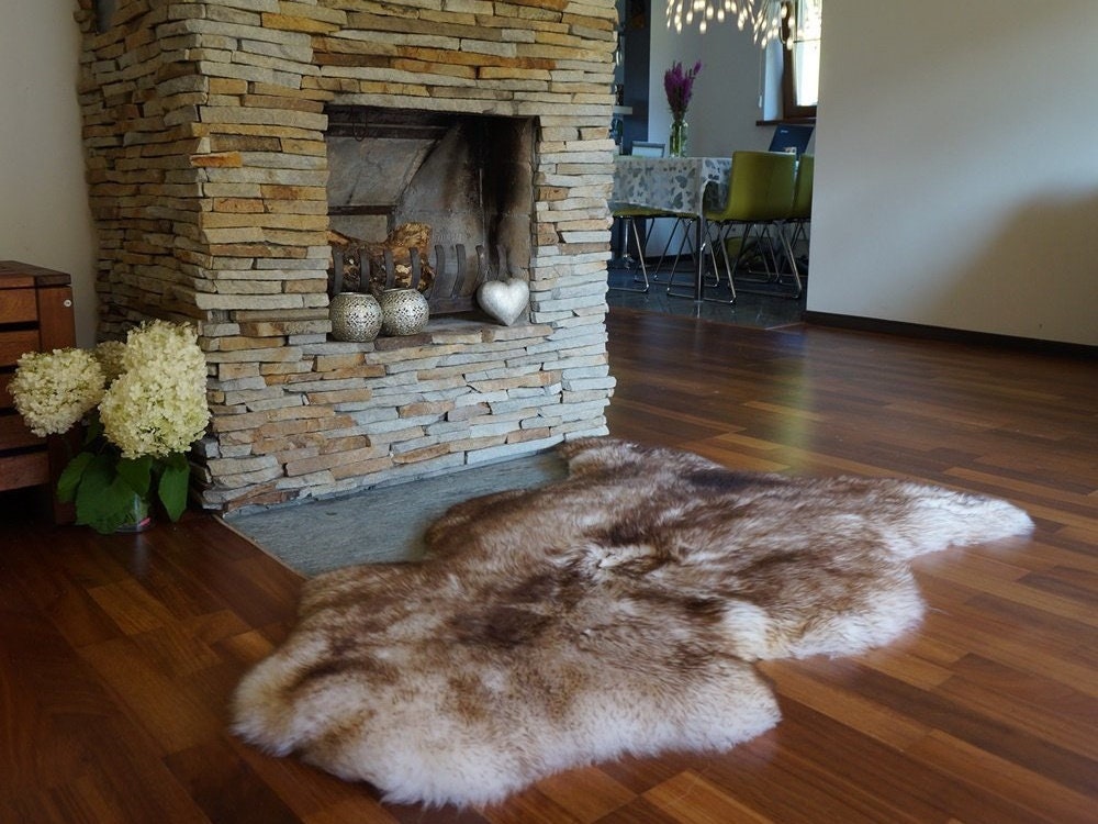 Original Brown Mouflon 46'' x 26'' Genuine Natural Sheepskin Rug Exclusive Lamb, Bathroom Rugs, Chair Throw, Scandinavian style
