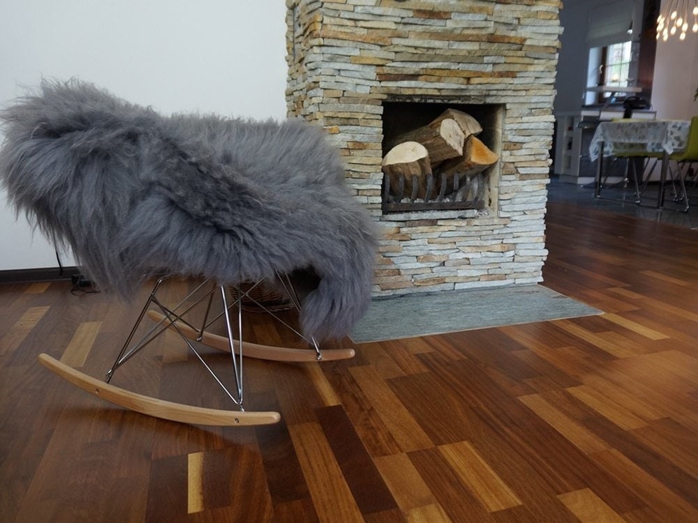 SHEEPSKIN Grey Iceandic Throw Genuine leather Sheep Skin Decorative rug grey comfy, cozy, hair is very thick, shiny !