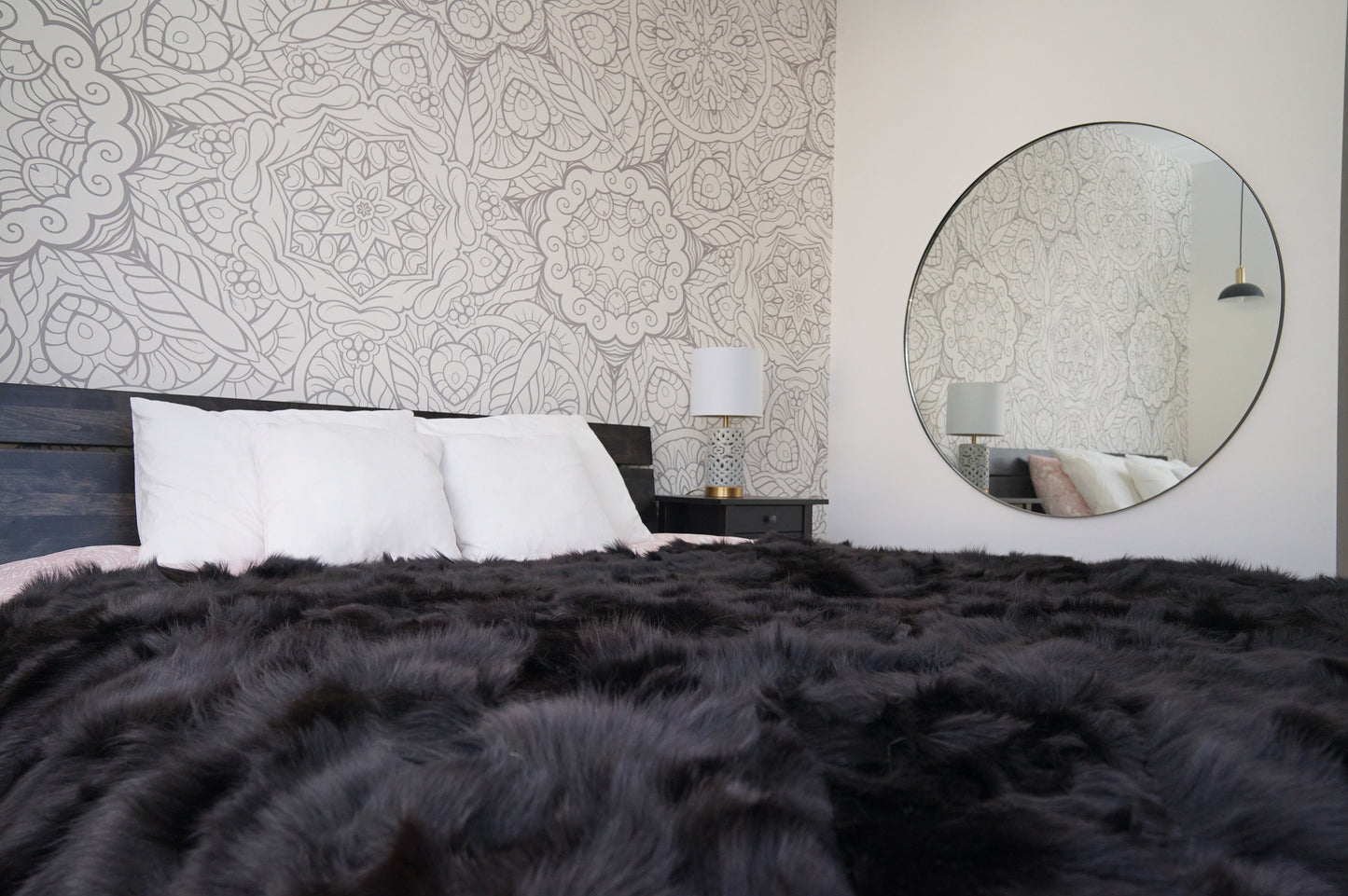 Genuine Toscana Lamb Sheepskin Throw Blanket Rug Black Bed Spread Sofa Throw Rug Black Rug Large Rug
