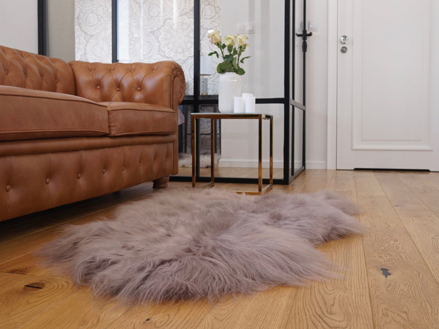 SHEEPSKIN Beige Brown Throw Genuine leather Sheep Skin 50"x 30" Decorative White Rug Natural Throw Rugs Carpet Rugs Che