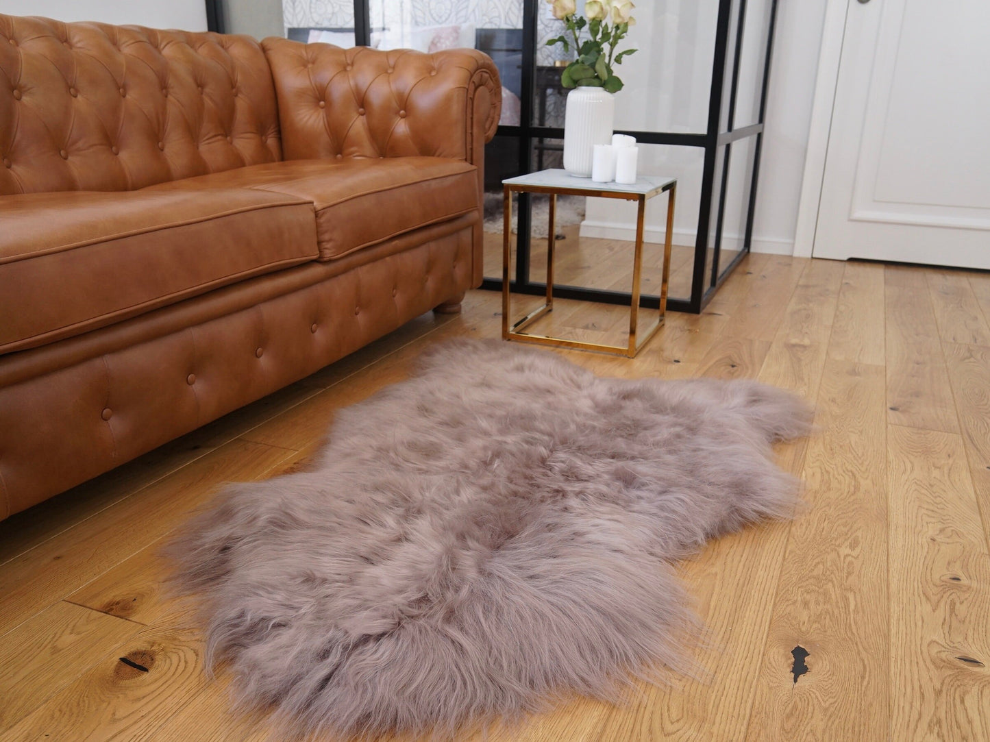 SHEEPSKIN Beige Brown Throw Genuine leather Sheep Skin 50"x 30" Decorative White Rug Natural Throw Rugs Carpet Rugs Che