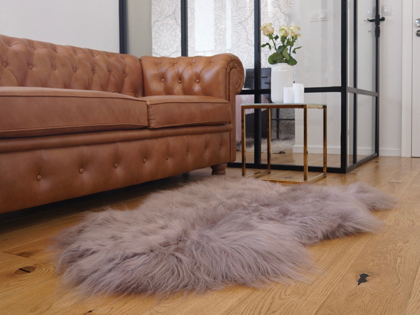 SHEEPSKIN Beige Brown Throw Genuine leather Sheep Skin 50"x 30" Decorative White Rug Natural Throw Rugs Carpet Rugs Che