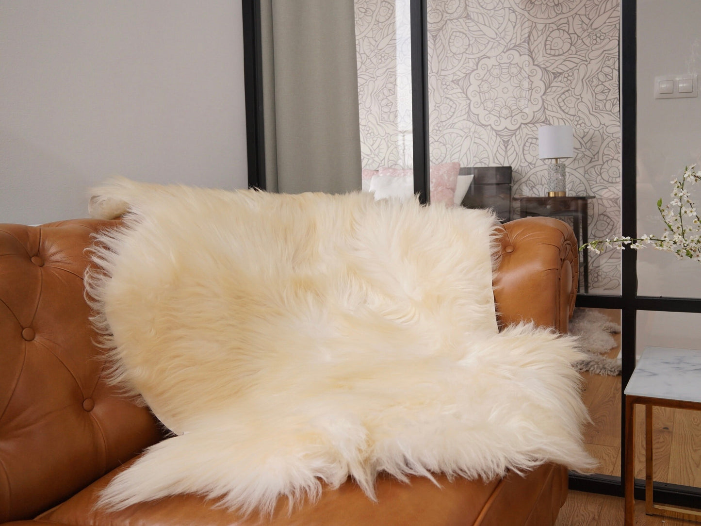 Original, Natural GIANT Rug 48" x 28" White Creamy Genuine Natural Sheepskin Rugs Exclusive Rug Throw Rugs Carpet Rugs Cheap Rugs Shag