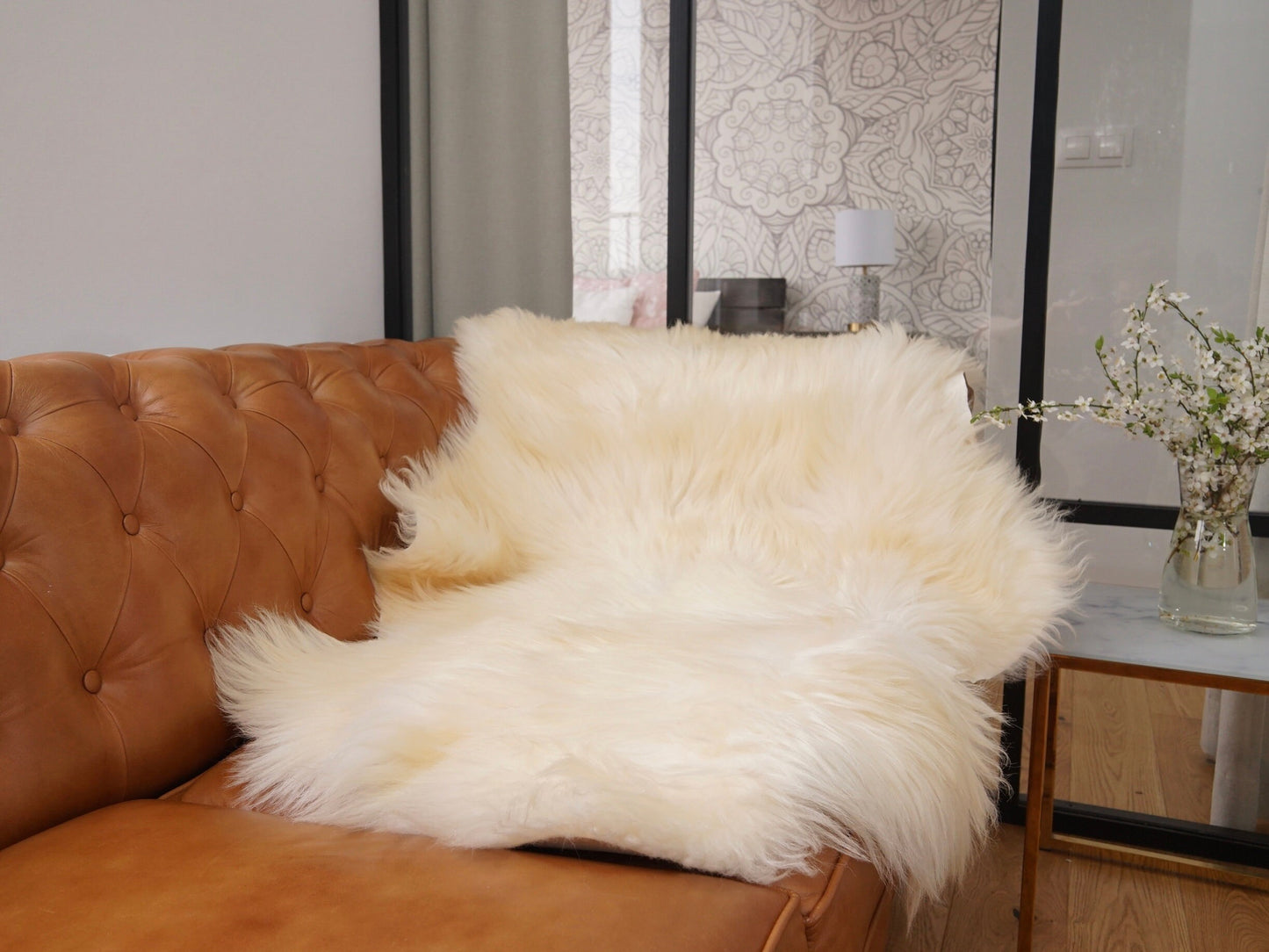 Original, Natural GIANT Rug 48" x 28" White Creamy Genuine Natural Sheepskin Rugs Exclusive Rug Throw Rugs Carpet Rugs Cheap Rugs Shag