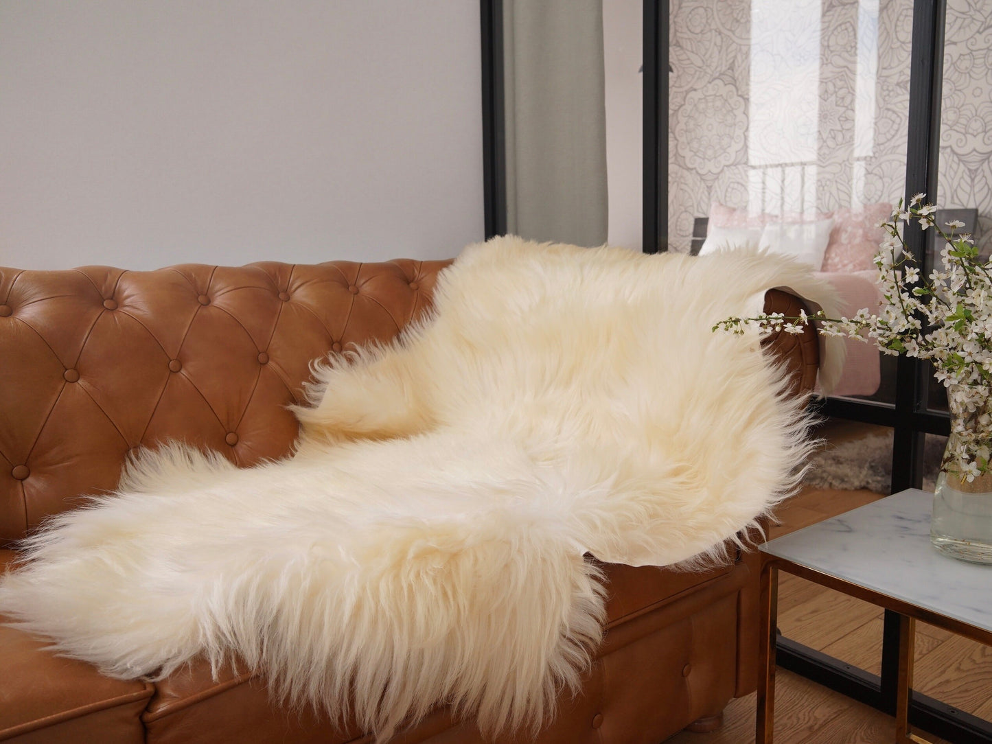 Original, Natural GIANT Rug 48" x 28" White Creamy Genuine Natural Sheepskin Rugs Exclusive Rug Throw Rugs Carpet Rugs Cheap Rugs Shag