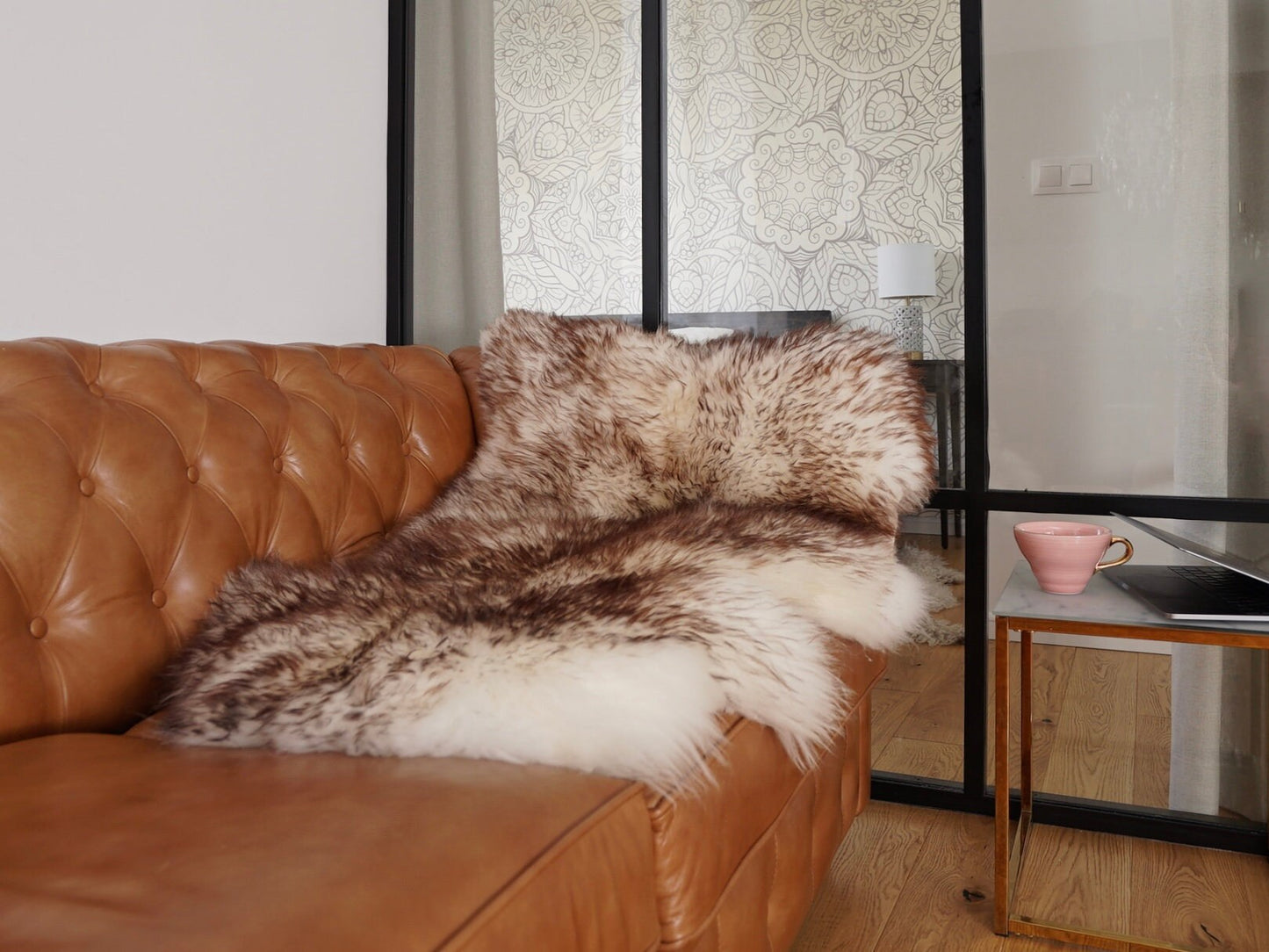 Original Brown Mouflon 48'' x 28'' Genuine Natural Sheepskin Rug Exclusive Lamb, Bathroom Rugs, Chair Throw, Scandinavian style