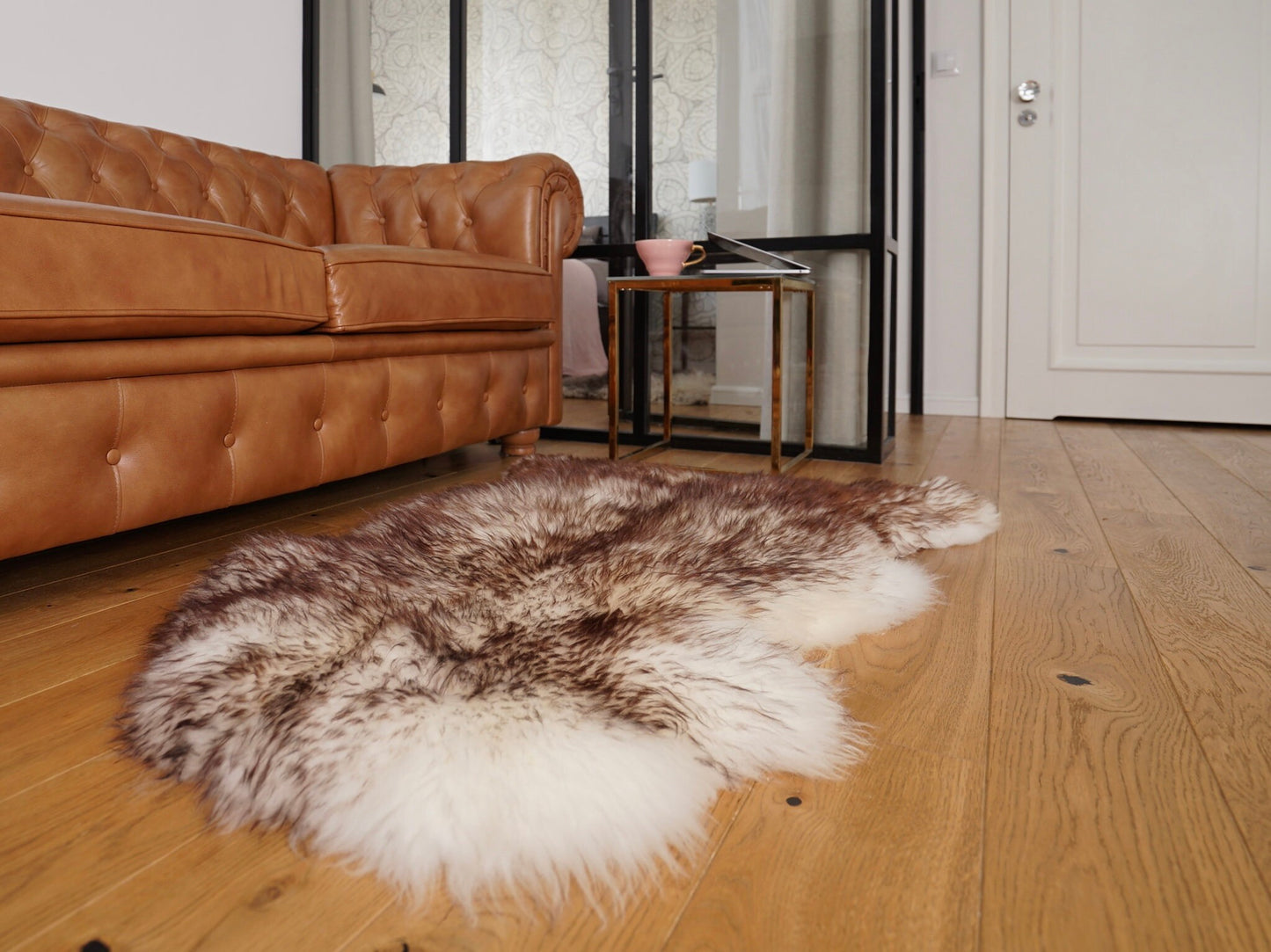 Original Brown Mouflon 48'' x 28'' Genuine Natural Sheepskin Rug Exclusive Lamb, Bathroom Rugs, Chair Throw, Scandinavian style