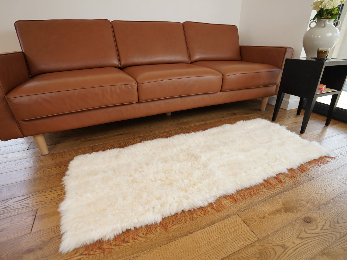 Carpet is hand-woven from sheepskin Decorative rug Natural comfy, cozy, hair is very thick, shiny !