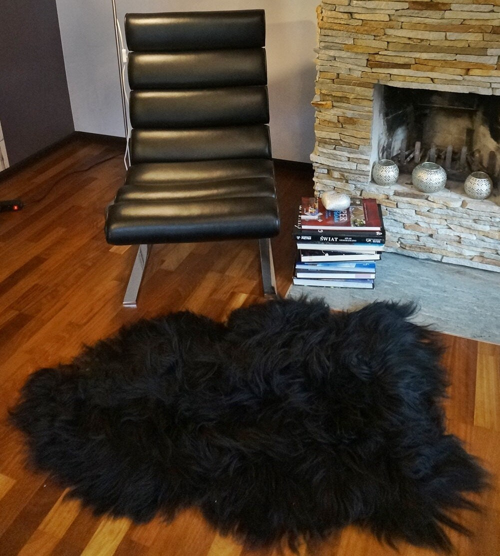 SHEEPSKIN ICELANDIC Black Black Rug Genuine Natural Sheepskin Rug Gray Rugs Carpet Outdoor Rugs Cheap Rugs Shag Grey Gray Rug Throw
