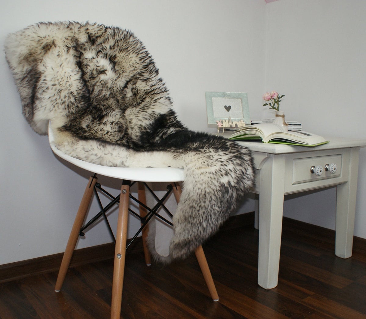 Original Black Mouflon 46" x 28" Genuine Natural Sheepskin Natural Sheepskin Rugs Exclusive Rug Gray Carpet Outdoor Cheap Rugs Shag