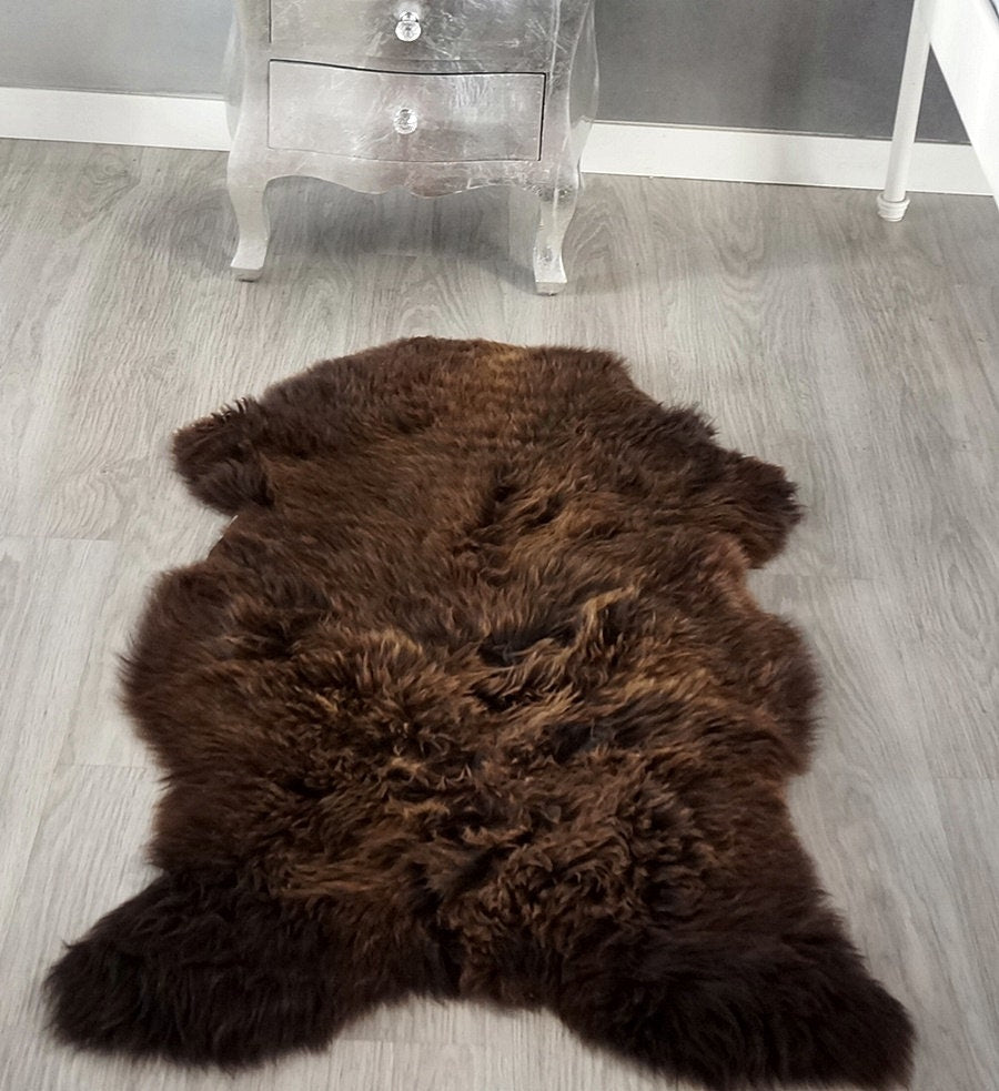 SHEEPSKIN Brown Throw Genuine Leather 28" x 48" Sheep Skin Decorative Rug comfy, cozy Rug Gray Rugs Carpet Outdoor Rugs Cheap Rugs Shag