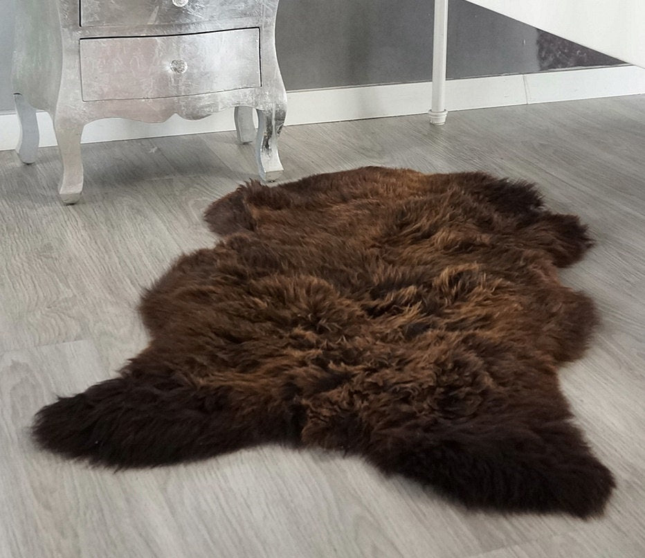SHEEPSKIN Brown Throw Genuine Leather 28" x 48" Sheep Skin Decorative Rug comfy, cozy Rug Gray Rugs Carpet Outdoor Rugs Cheap Rugs Shag