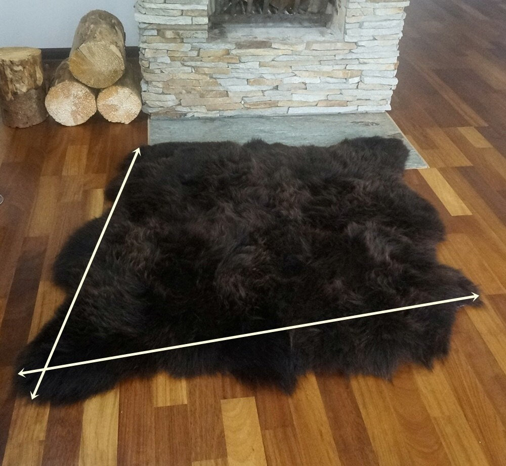 GIANT SHEEPSKIN Double X Brown Throw Genuine leather Sheep Skin 50" x 50" Decorative rug Natural comfy,cozy, hair is very thick, shiny !