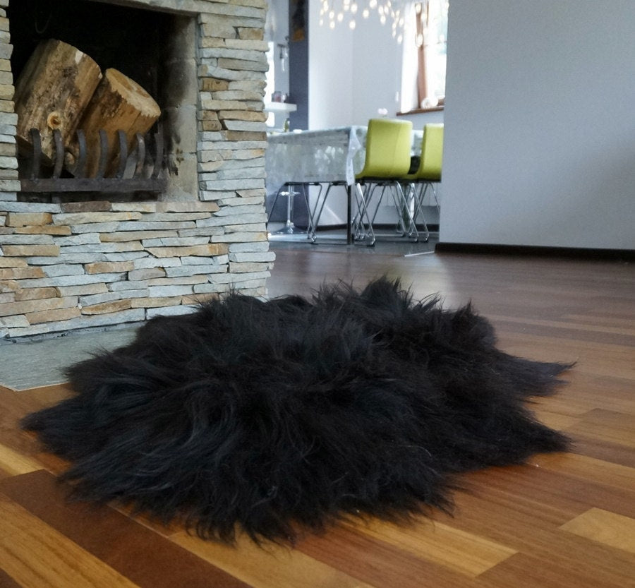 SHEEPSKIN ICELANDIC Grey X Black Rug Genuine Natural Sheepskin Rug Gray Rugs Carpet Outdoor Rugs Cheap Rugs Shag Black Gray Rug Throw