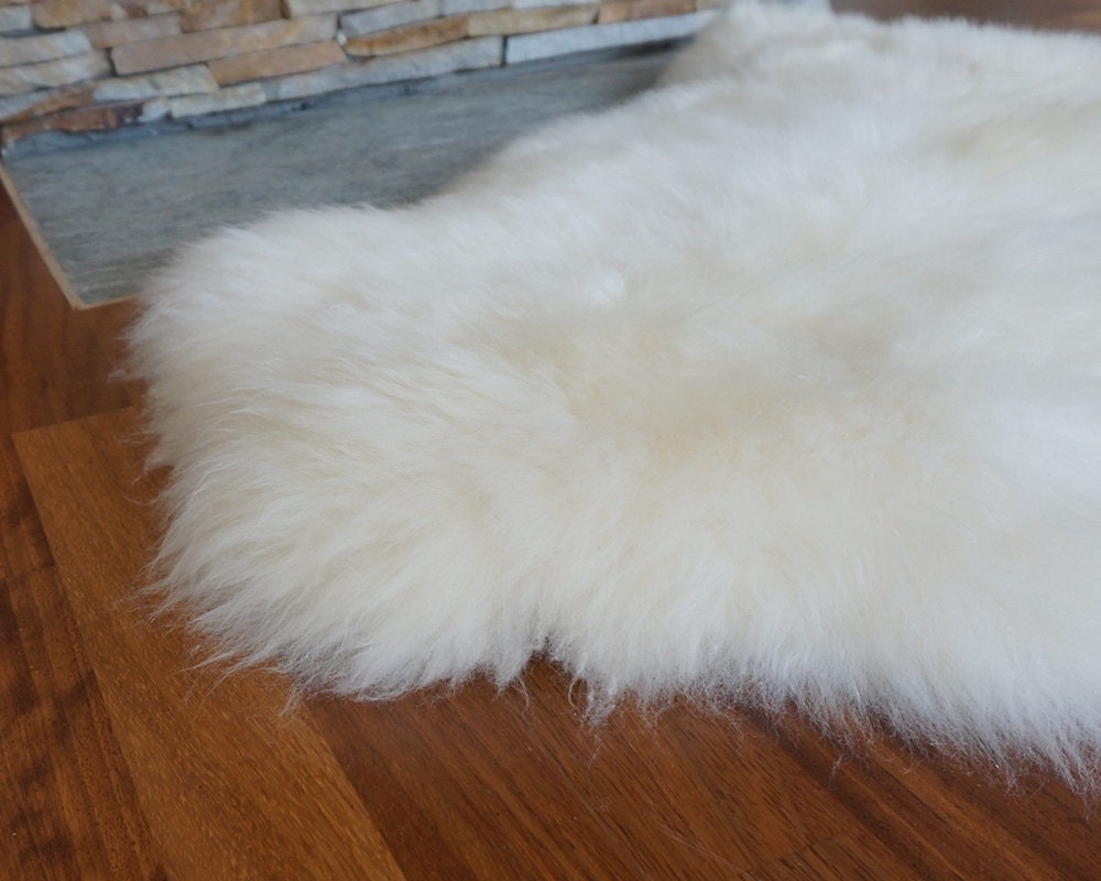 Original Big White Natural Sheepskin Rug Exclusive rug 46" x 26" Cheap Throw Rugs Rug For Sale Extremally Soft Shaggy Rug, Fur Rug