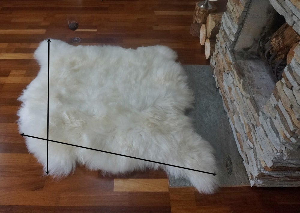 GIANT SHEEPSKIN Double White Throw Genuine leather Sheep Skin 46" x 46" Decorative rug Natural comfy, cozy, hair is very thick, shiny !