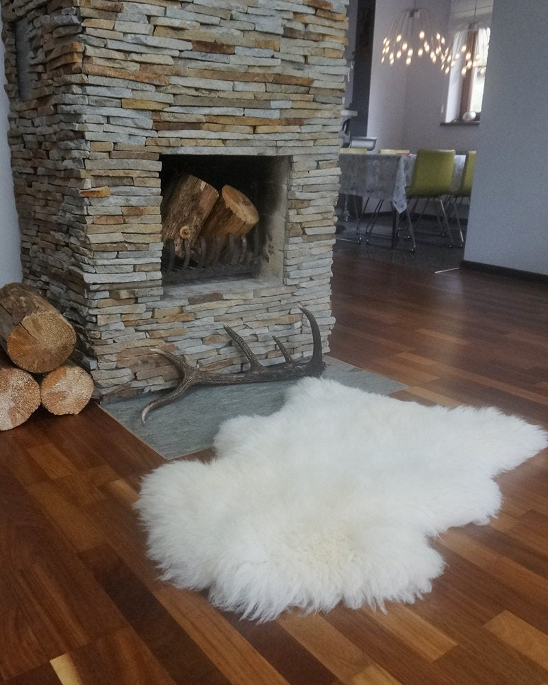 Original Big White Natural Sheepskin Rug Exclusive rug 46" x 26" Cheap Throw Rugs Rug For Sale Extremally Soft Shaggy Rug, Fur Rug