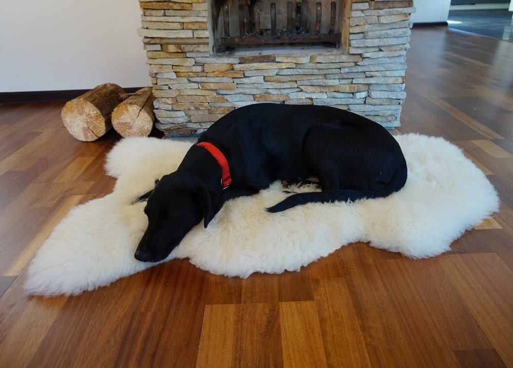 Original BIG White Genuine Natural Sheepskin Rug Exclusive rug, Large Sheepskin Dog Bed, Woolen Dog Bed Mat, Pet Dog