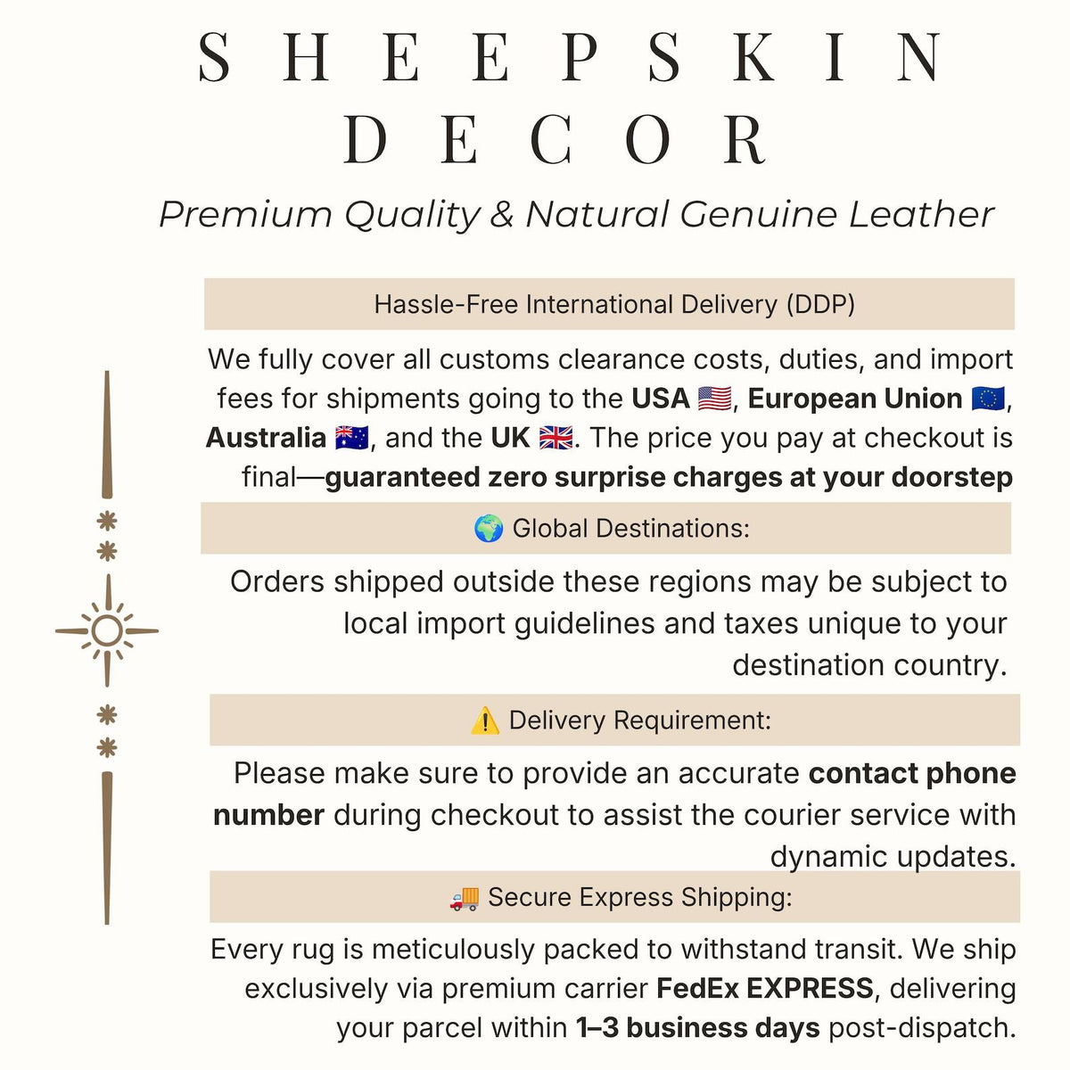 Natural Sheepskin Rug with Black-Dyed Wool Tips, Soft Fluffy Genuine Wool Pelt, 50 x 30 Inch Luxury Accent for Bedroom, Chair, Bench, or Cozy Corner