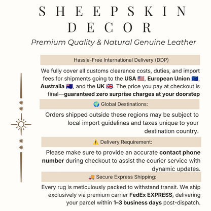 Natural Sheepskin Rug with Black-Dyed Wool Tips, Soft Fluffy Genuine Wool Pelt, 50 x 30 Inch Luxury Accent for Bedroom, Chair, Bench, or Cozy Corner