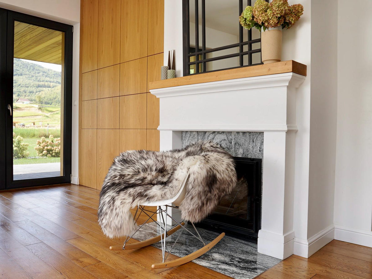 BIG SHEEPSKIN Mouflon Throw Genuine leather Sheep Skin Decorative rug 50x 30" comfy, cozy, hair is very thick, shiny !