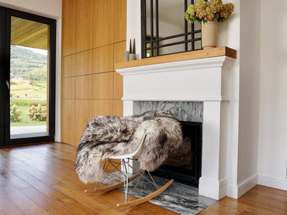 BIG SHEEPSKIN Mouflon Throw Genuine leather Sheep Skin Decorative rug 50x 30" comfy, cozy, hair is very thick, shiny !