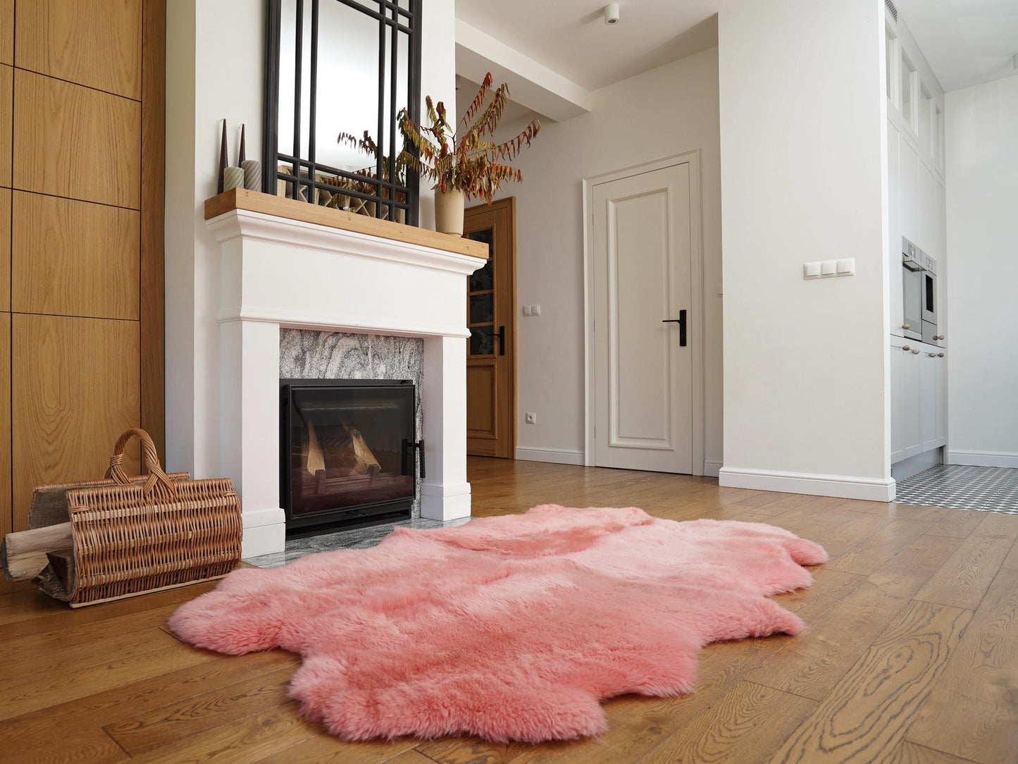 GIANT RUG FOUR sheepskin Pink Throw Genuine leather Sheep Skin Decorative rug Pink comfy, cozy, Natural very thick!