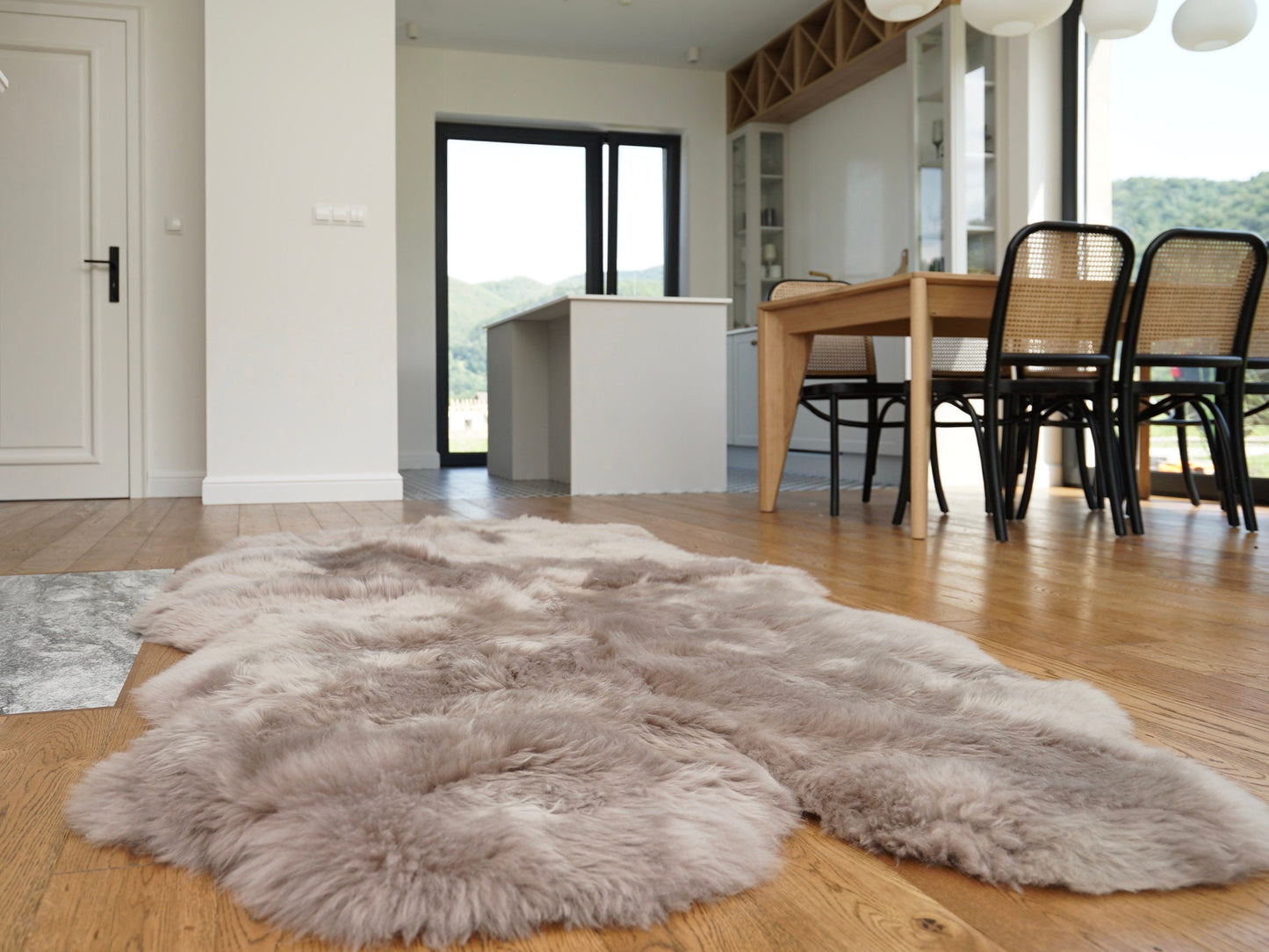 GIANT RUG FOUR sheepskin  Brown Throw Genuine leather Sheep Skin Decorative rug Light Brown comfy,