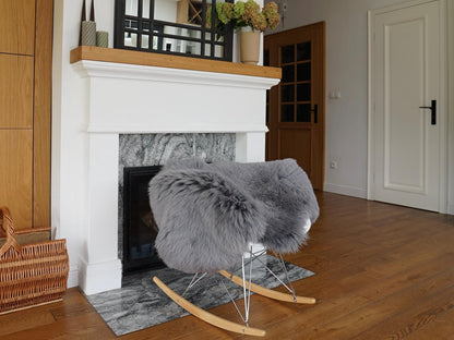 SHEEPSKIN GREY Throw Genuine leather Sheep Skin Decorative rug grey 50'' x 30" comfy, cozy, hair is very thick, shiny !
