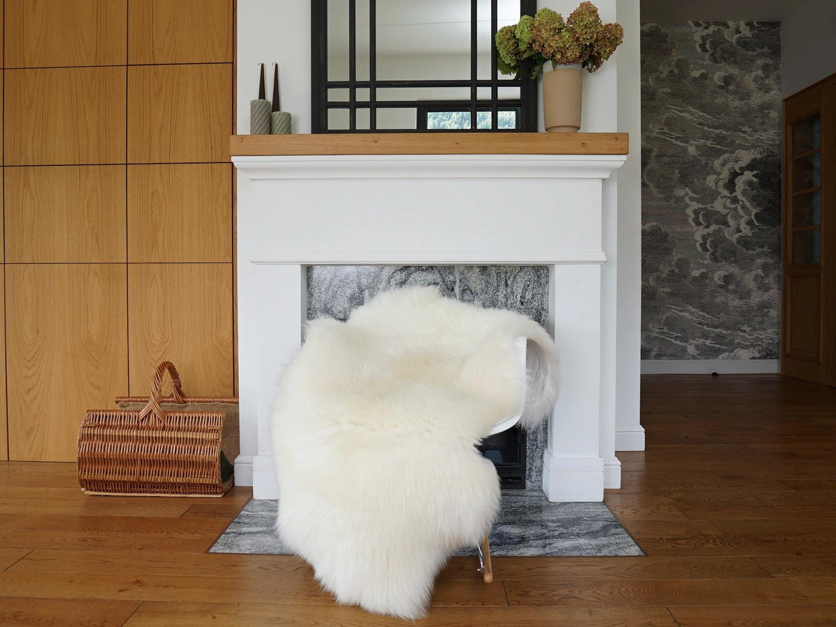 Genuine Sheepskin Throw, White Sheep Skin Rug, 50"x30", Home Decor