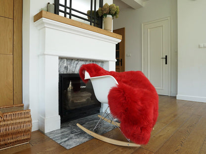 Regular SHEEPSKIN Red Throw Genuine leather Sheep Skin 50 " x 30"  Decorative rug Natural comfy, cozy, hiny !