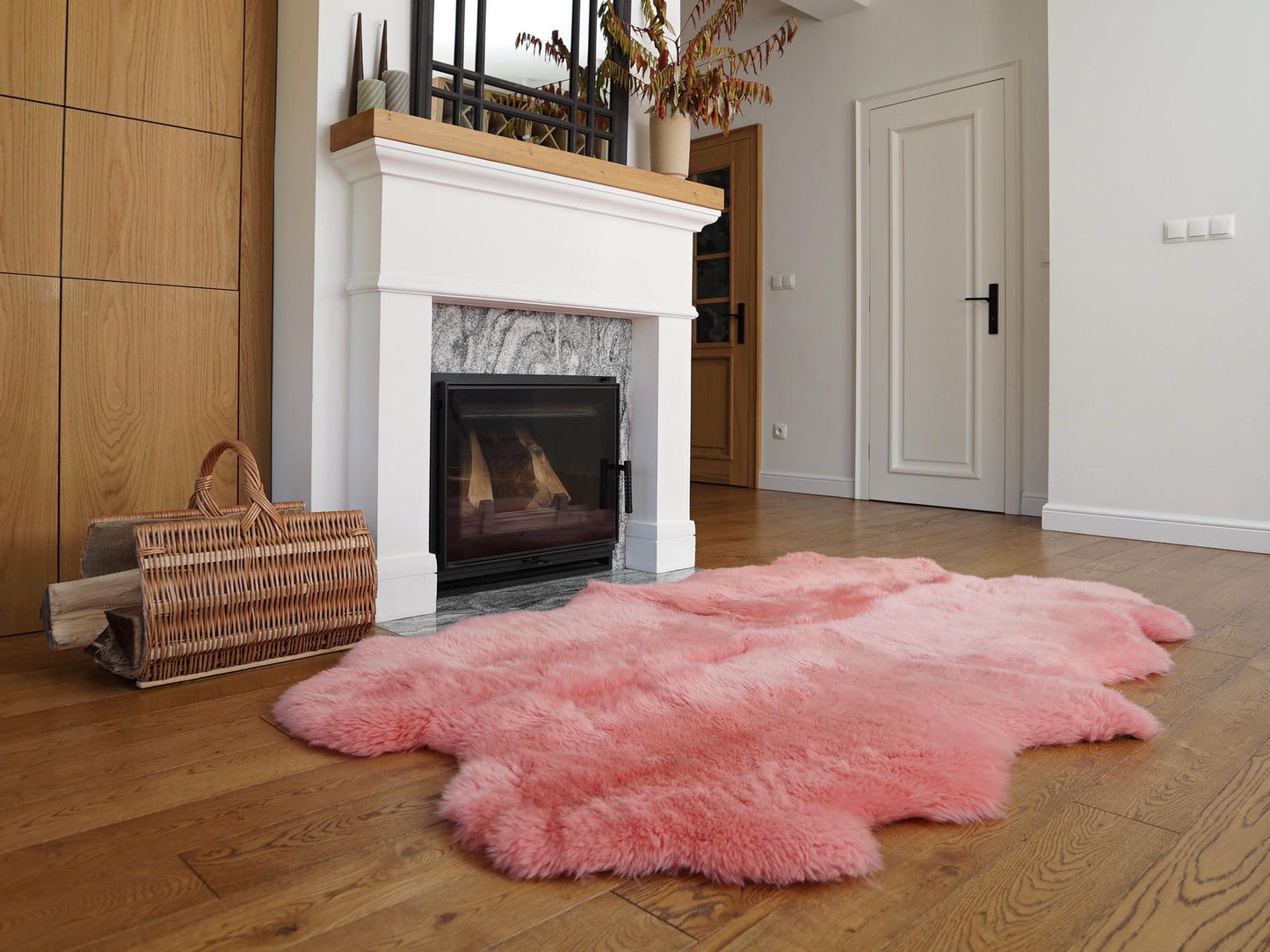 GIANT RUG FOUR sheepskin Pink Throw Genuine leather Sheep Skin Decorative rug Pink comfy, cozy, Natural very thick!
