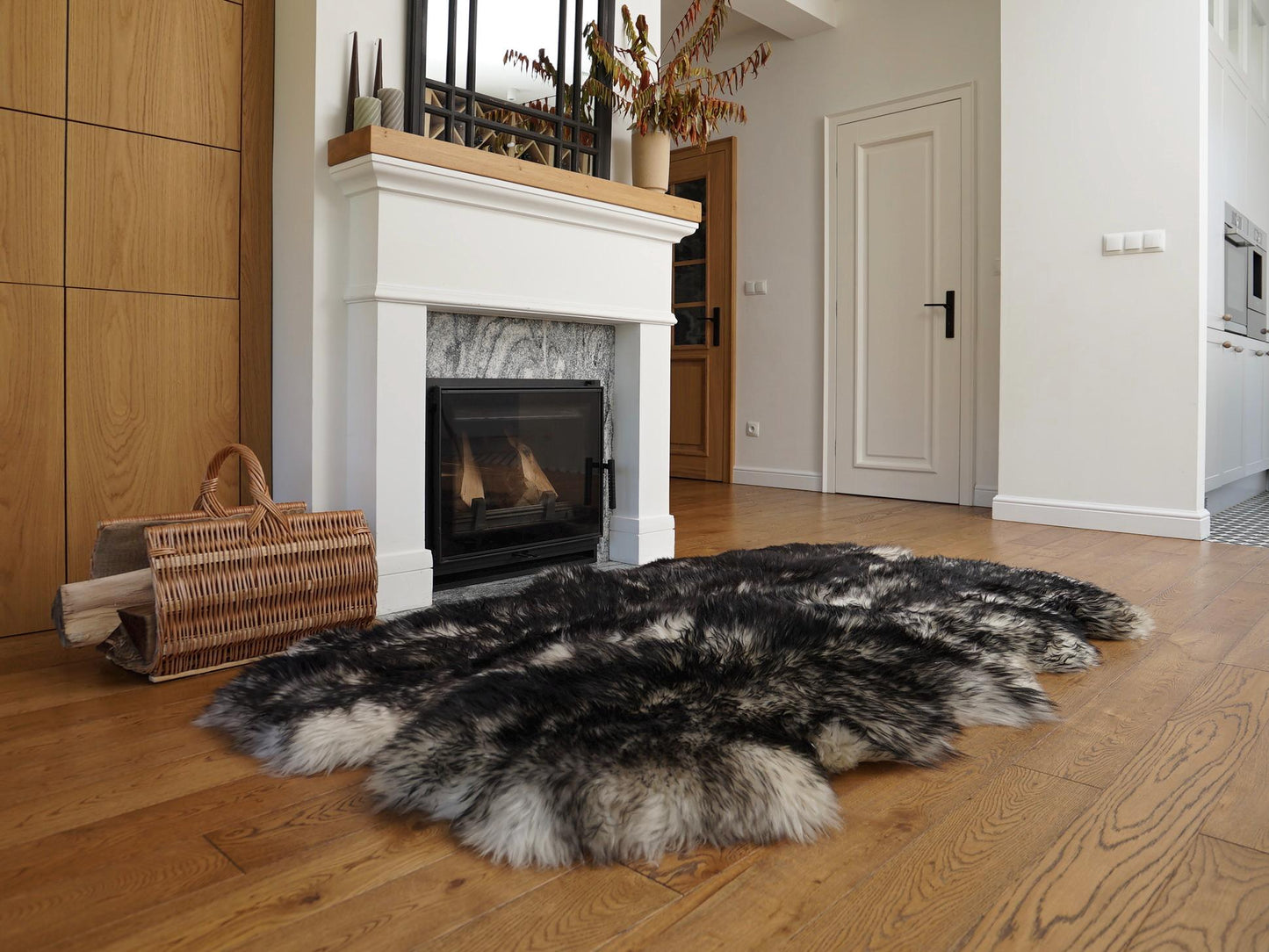 GIANT RUG FOUR sheepskin  Black Throw Genuine leather Sheep Skin Decorative rug Brown comfy, cozy, Natural very thic!
