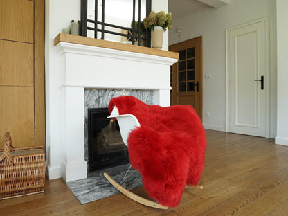 Regular SHEEPSKIN Red Throw Genuine leather Sheep Skin 50 " x 30"  Decorative rug Natural comfy, cozy, hiny !