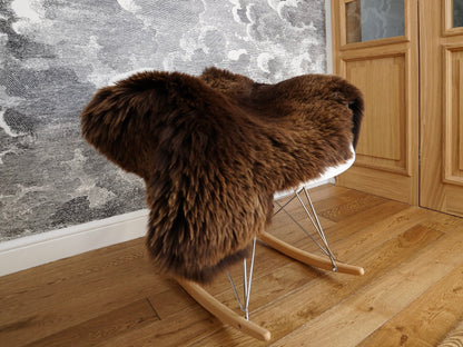 SHEEPSKIN Brown X  Throw Genuine leather wool carpet Decorative rug brown comfy, cozy, hair is very thick, shiny !