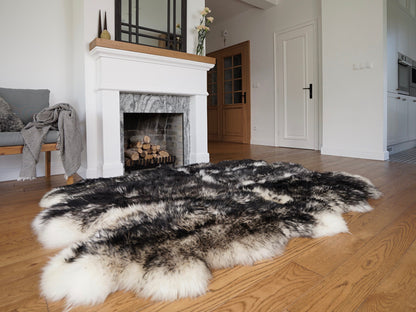 Extra Large White Mouflon Sheepskin Rug, Genuine Wool Fur Area Rug, Sexto Hide, 200 x 180 cm (79 x 71 in)