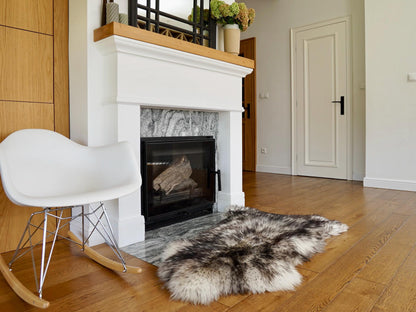 BIG SHEEPSKIN Mouflon Throw Genuine leather Sheep Skin Decorative rug 50x 30" comfy, cozy, hair is very thick, shiny !