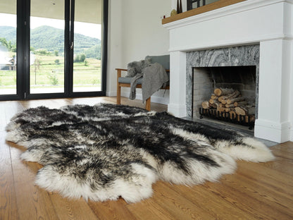 Extra Large White Mouflon Sheepskin Rug, Genuine Wool Fur Area Rug, Sexto Hide, 200 x 180 cm (79 x 71 in)