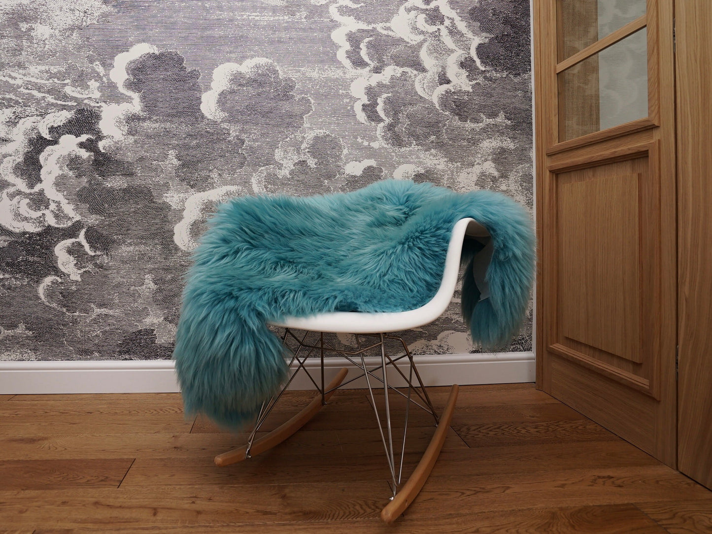 SHEEPSKIN Light Blue Aqua color Throw Genuine leather wool carpet Dyed Decorative rug  light blue comfy, cozy, hair is very thick, shiny !